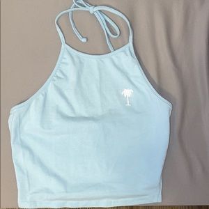 light blue halter top